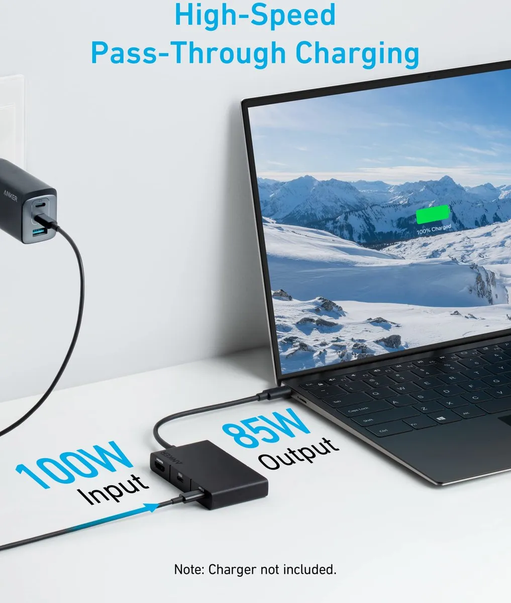 Anker 332 5-in-1 USB-C Hub A8356G11 - HDMI 1.4 - 100W - Zwart