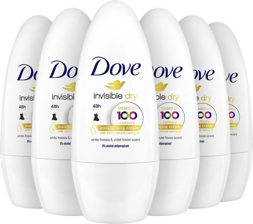 Dove Deo Roll-on Invisible Dry 50ml - 6 Stuks
