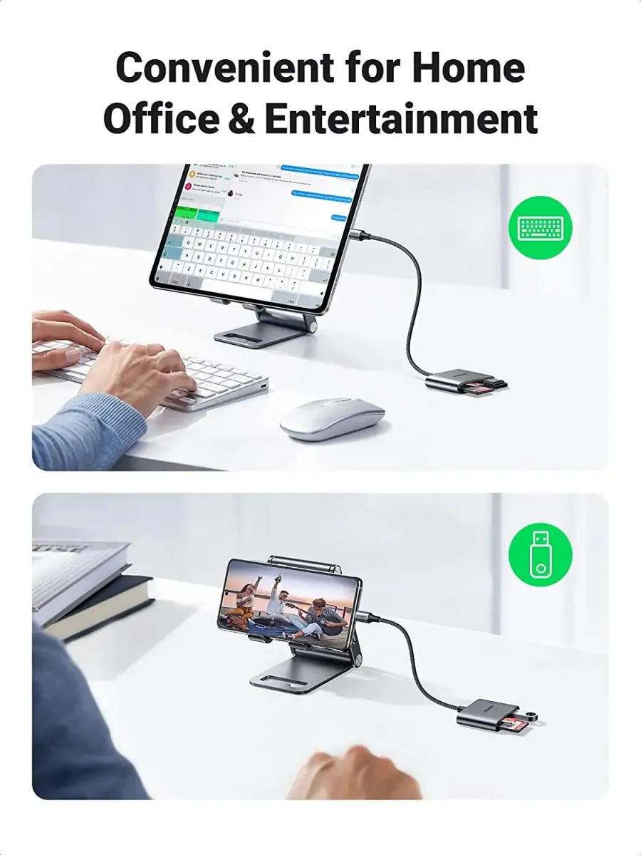 Ugreen 6957303887989 Kaartlezer USB-C - SD/MicroSD - Grijs/Green