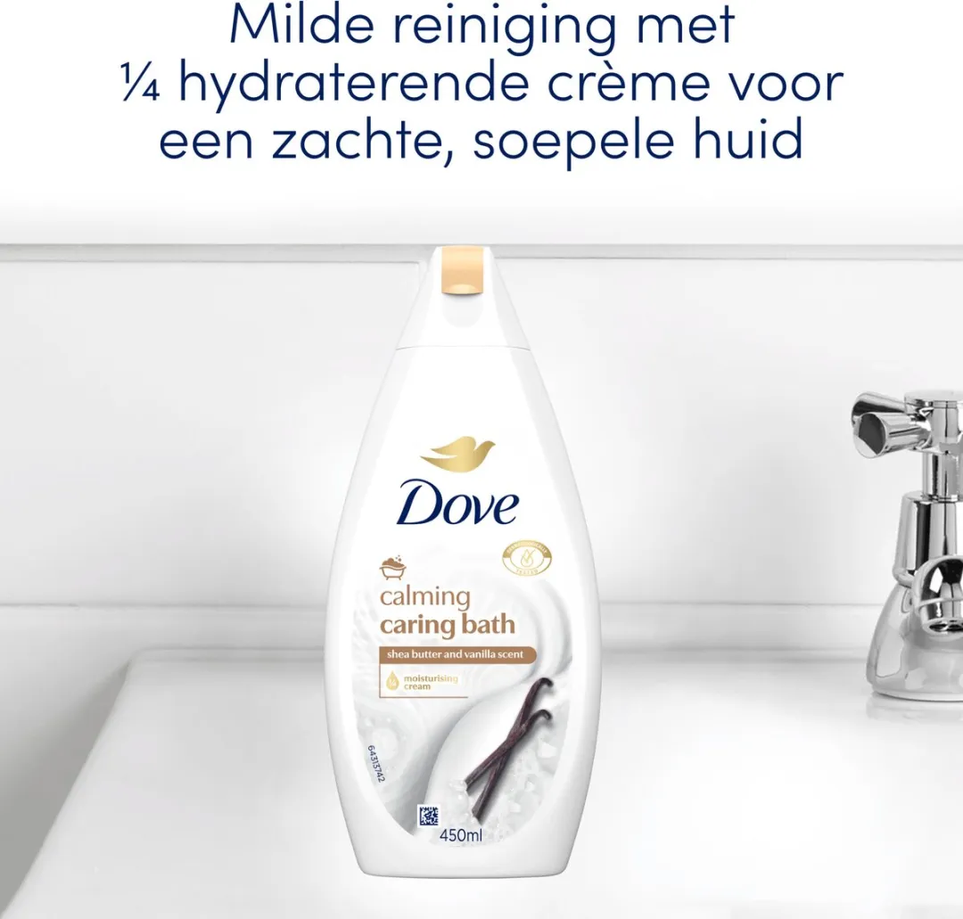 Dove Calming Caring Badcrème - Sheaboter & Vanille - 6x450ml