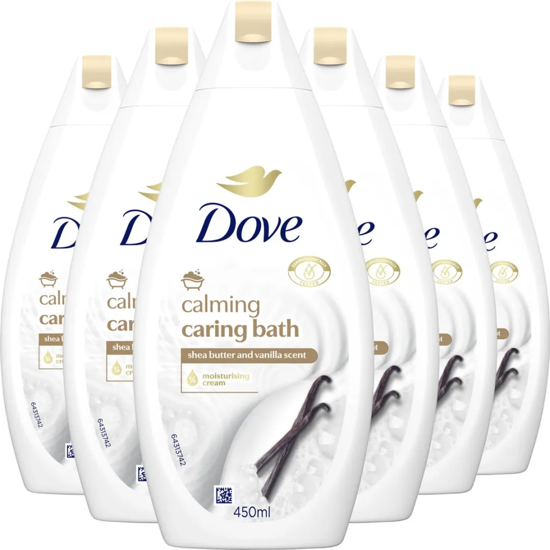 Dove Calming Caring Badcrème - Sheaboter & Vanille - 6x450ml