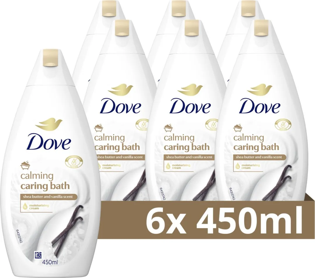 Dove Calming Caring Badcrème - Sheaboter & Vanille - 6x450ml