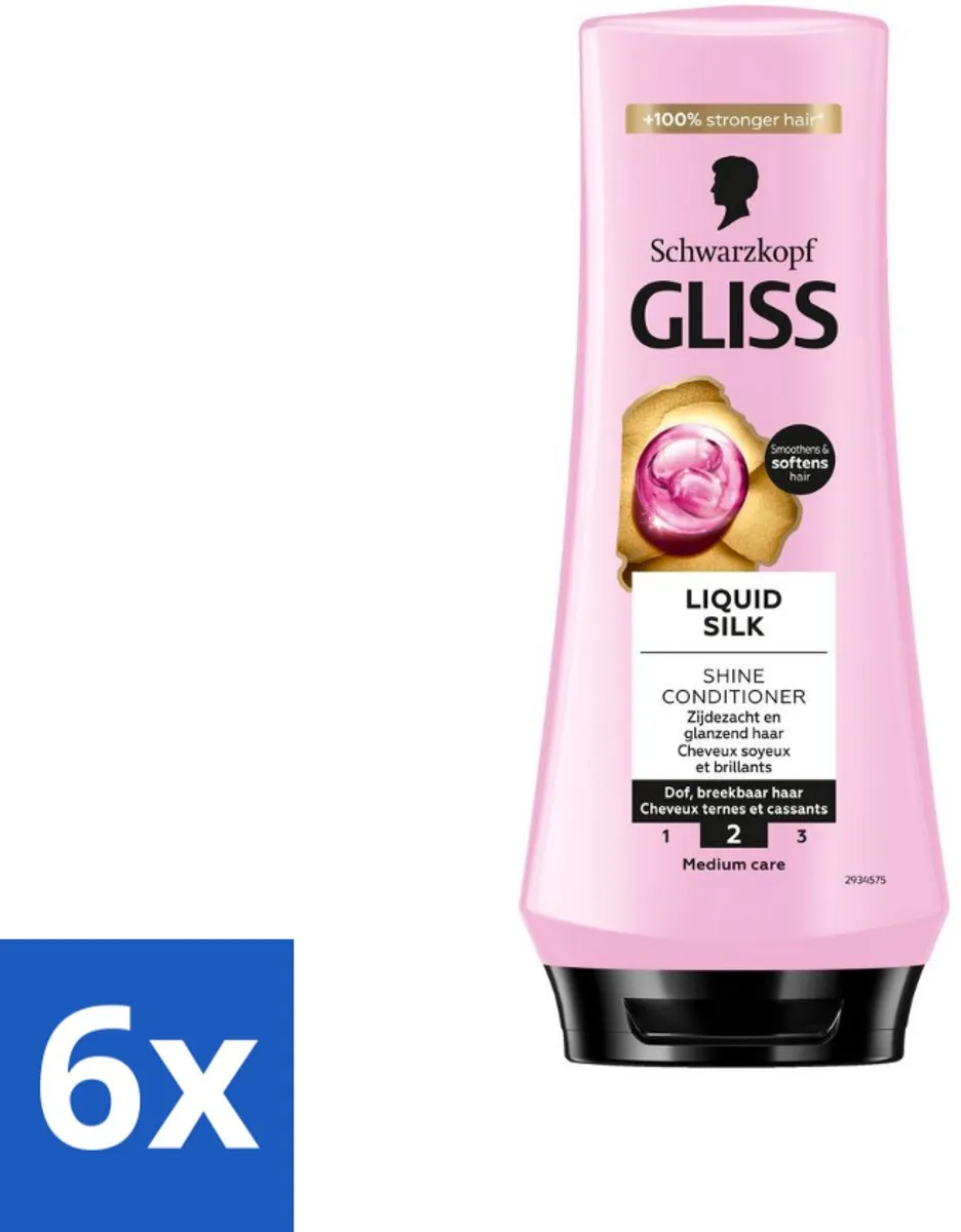 Gliss - Hair Repair - Conditioner met Liquid Silk voor Zijdezacht Haar - 200 ml - Voordeelverpakking - 6 stuks