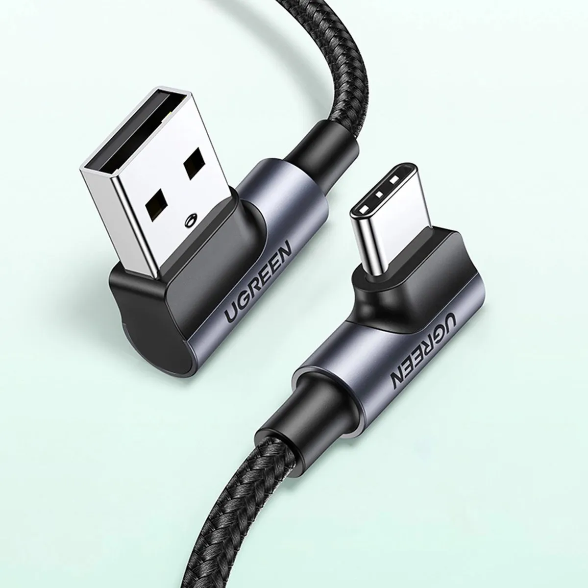 Ugreen US176 USB-C Haakse Kabel 3m - 480Mb/s - 3A - Zwart