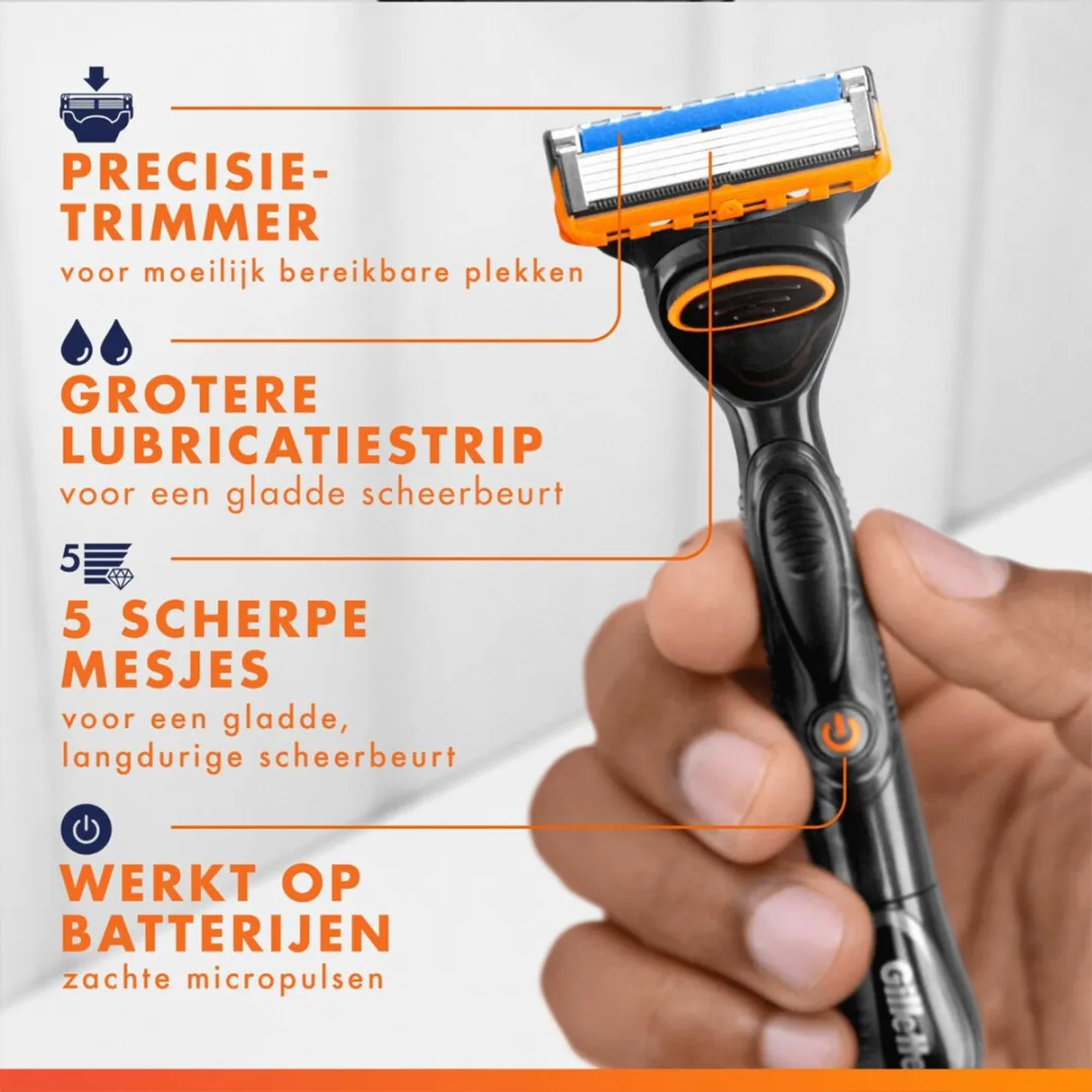 Gillette Fusion 5 Power Scheermes - 5 Bladen - Oranje/Zwart