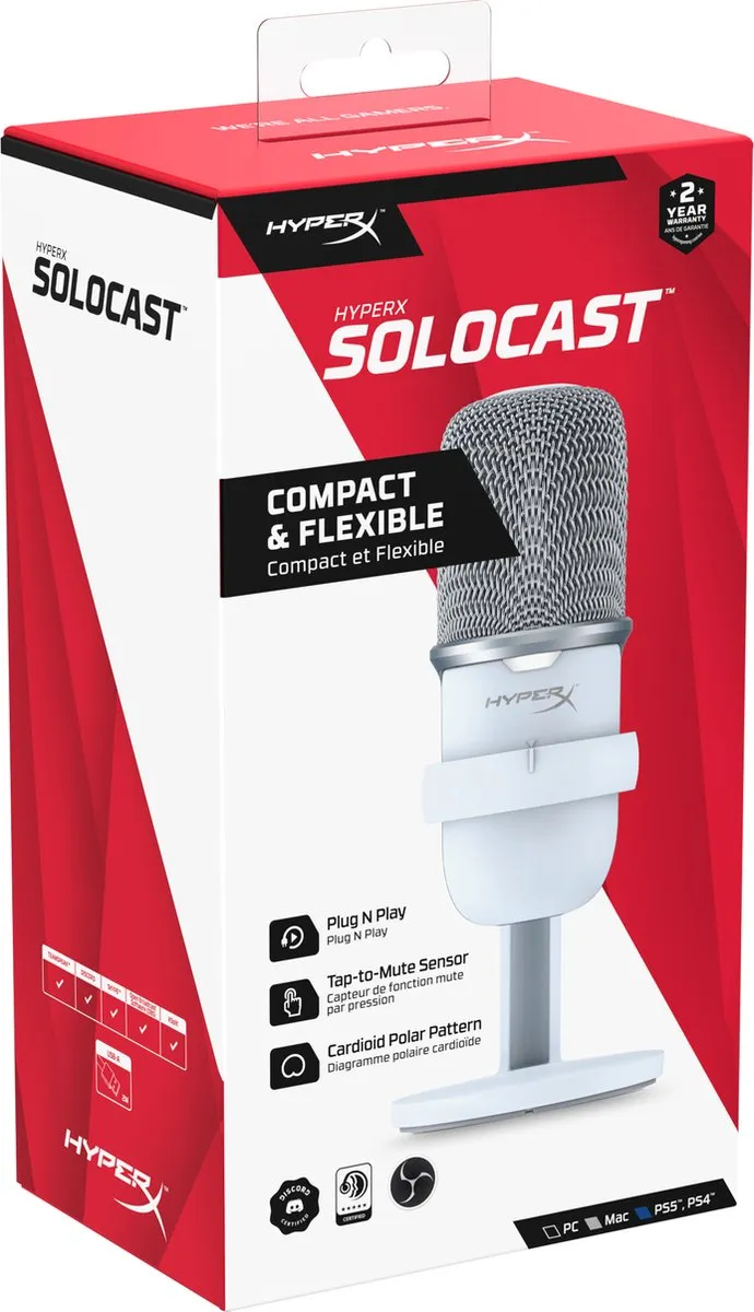 HyperX SoloCast USB Gaming Microfoon - Wit