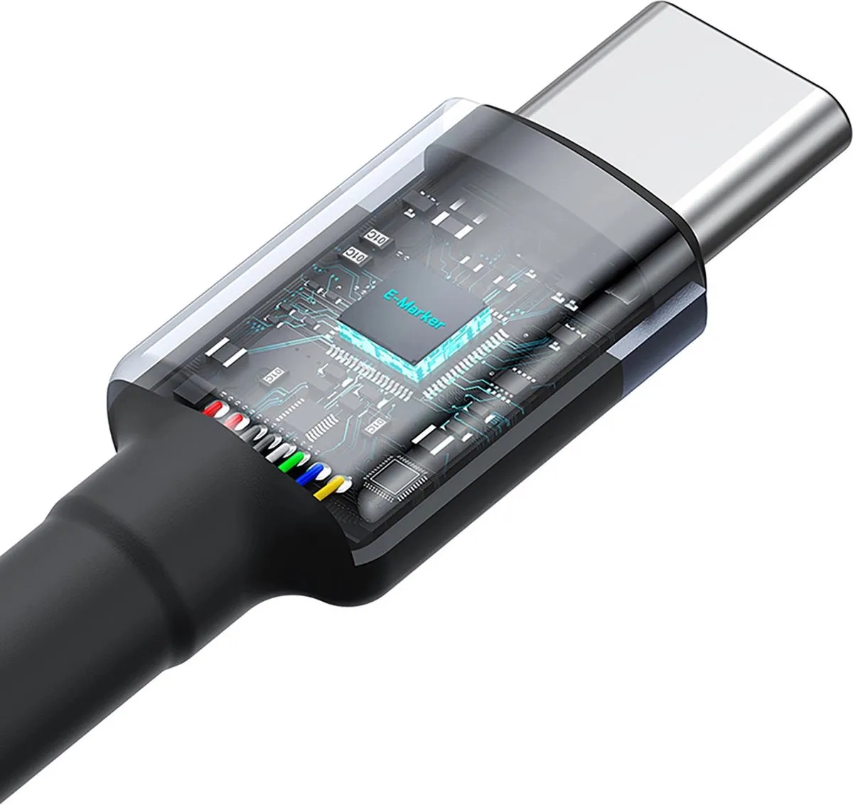 Baseus Cafule USB-C Kabel 100W - 2 Stuks - Rood/Zwart & Zwart/Grijs