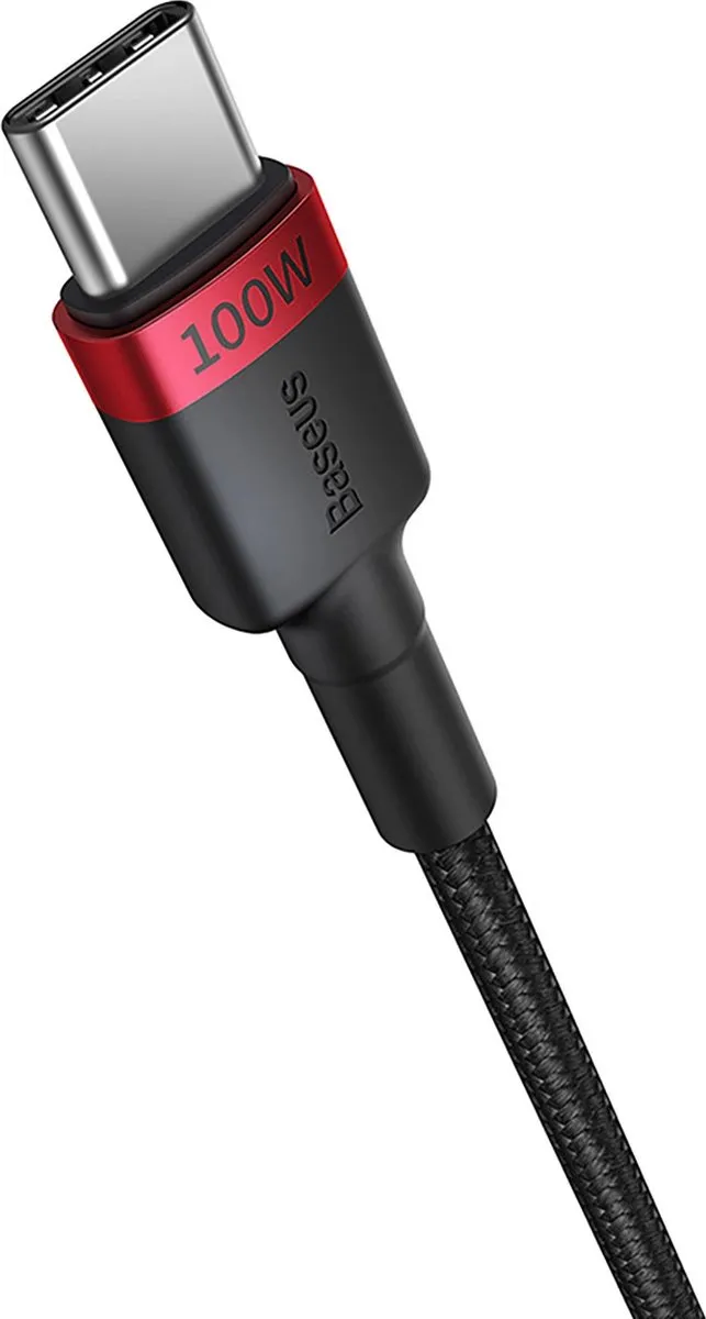 Baseus Cafule USB-C Kabel 100W - 2 Stuks - Rood/Zwart & Zwart/Grijs