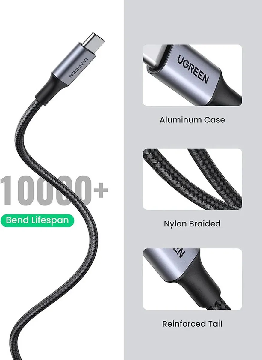 UGREEN USB-C 3A Snellaadadapterkabel 0,5m - Transparent
