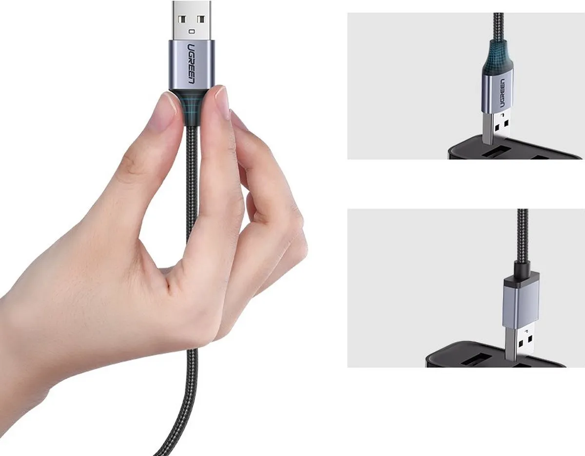 UGREEN USB naar Micro USB Kabel 1m - Grijs