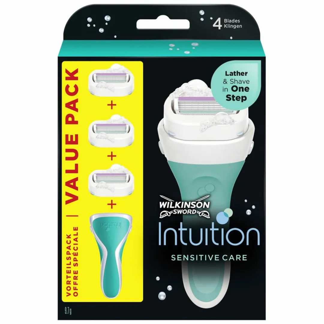 Wilkinson Sword Intuition 2-in-1 Sensitive Care Navulmesjes - 3x4 Stuks - Blauw