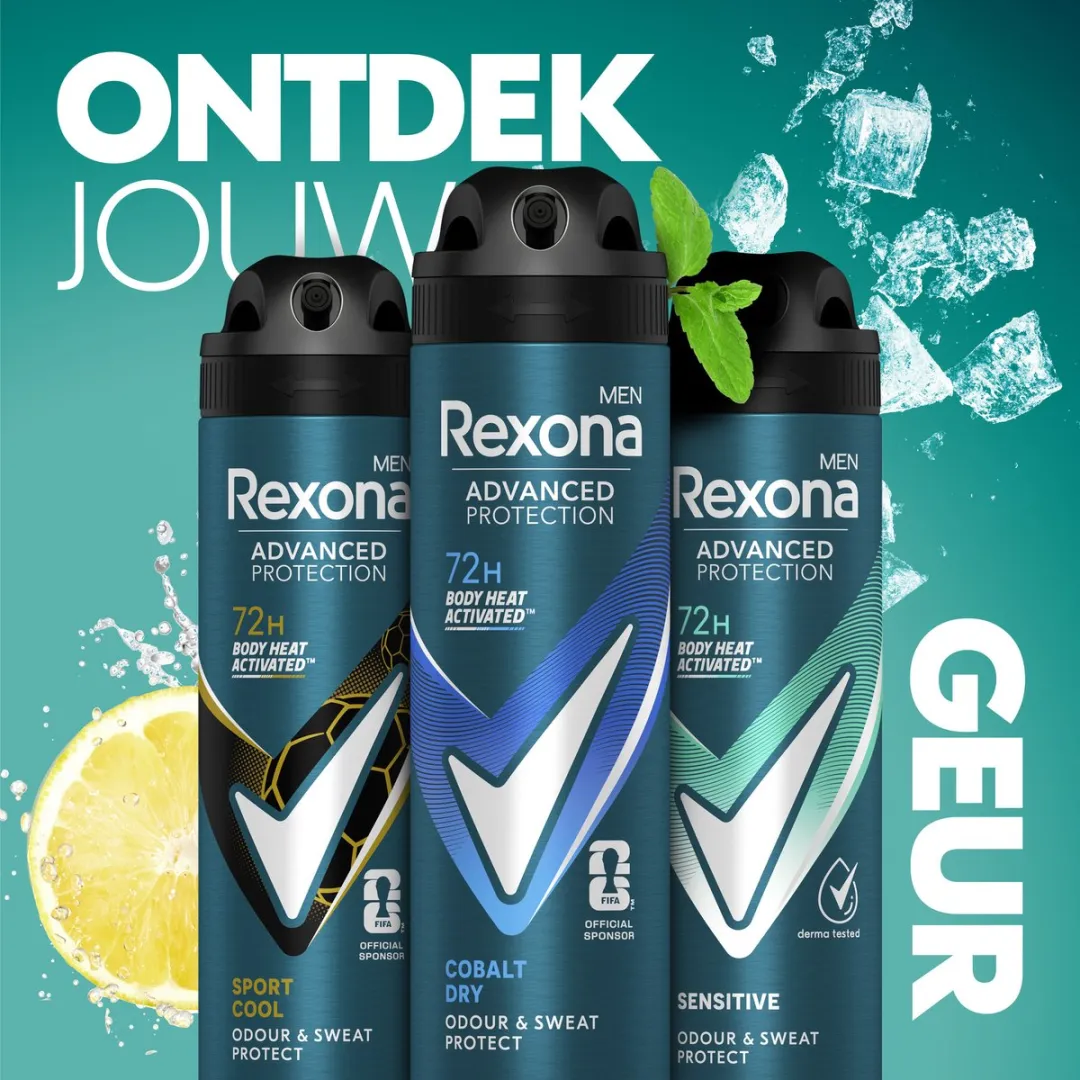 Rexona Men - Anti-Transpirant Spray - Advanced Protection - Cobalt Dry - 2 x 150 ml - Voordeelverpakking