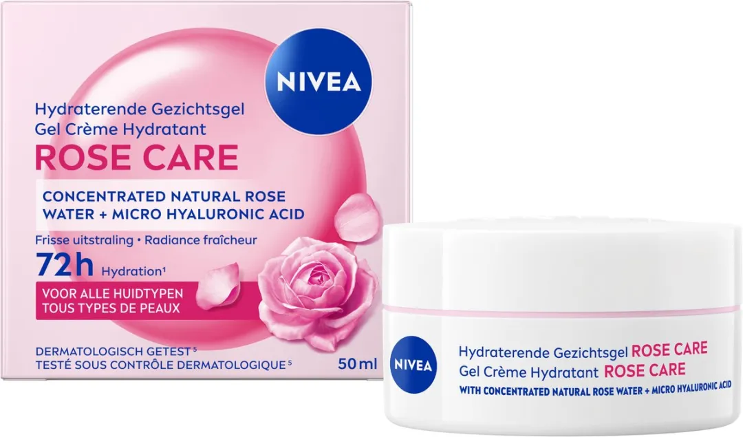 NIVEA Hydraterende Gezichtsgel Rose Care - Moisturizer met Rozenwater & Hyaluronzuur - Hydraterend Gel - 50ml