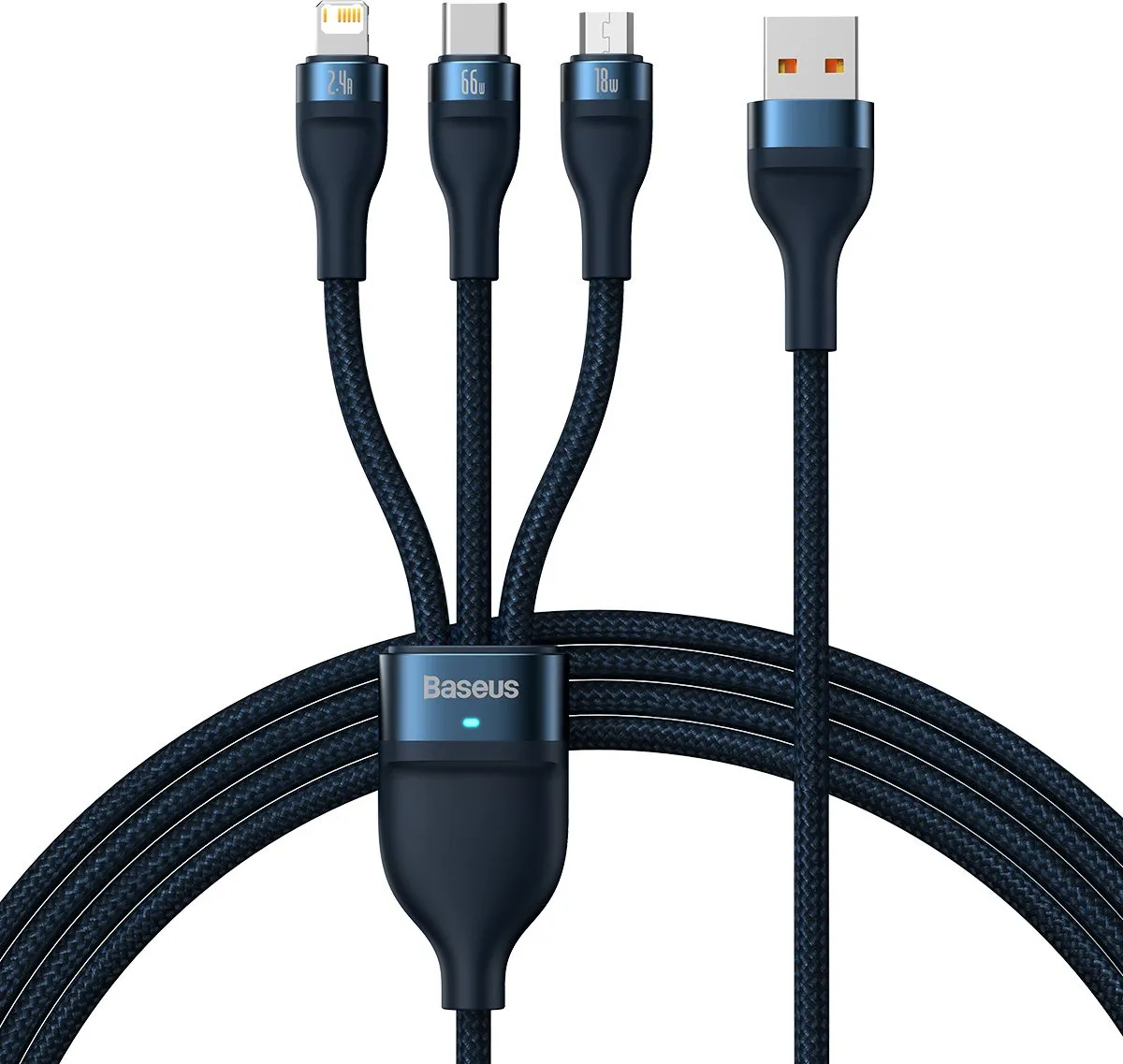 Baseus Flash Series 3-in-1 Kabel 66W 1,2m - Blauw
