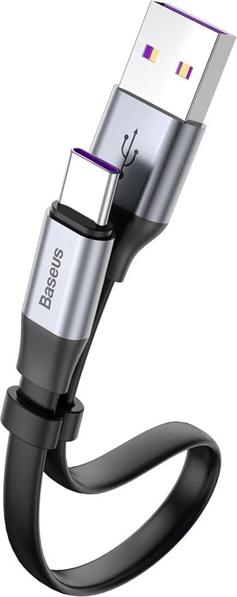 Baseus USB/USB-C SuperCharge Kabel 5A 40W QC3.0 - 23cm Grijs