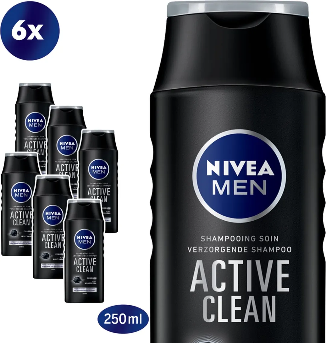 NIVEA MEN Active Clean Shampoo - 6x250ml