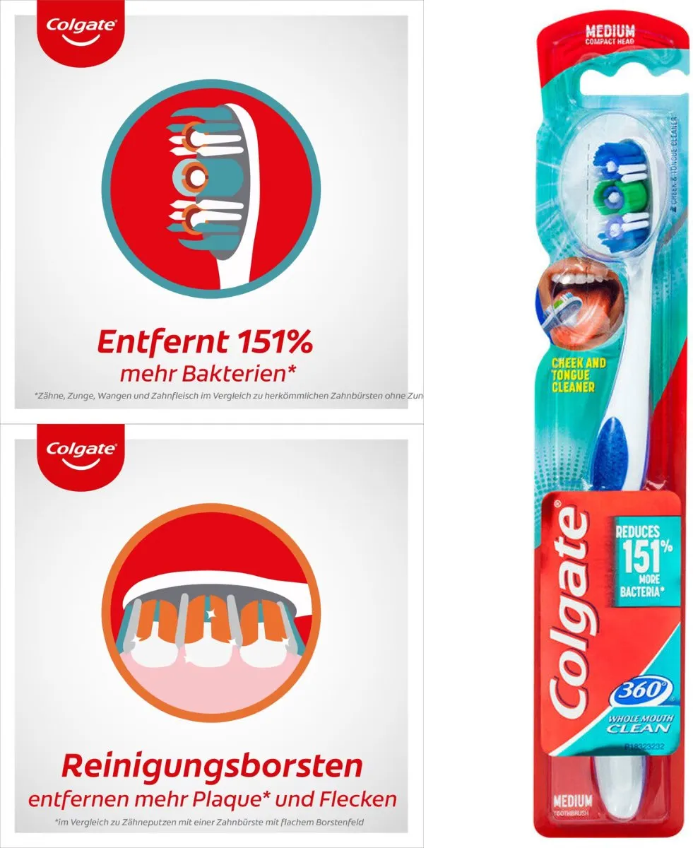 Colgate Whole Mouth Clean 360° Medium Tandenborstels - 3 Stuks
