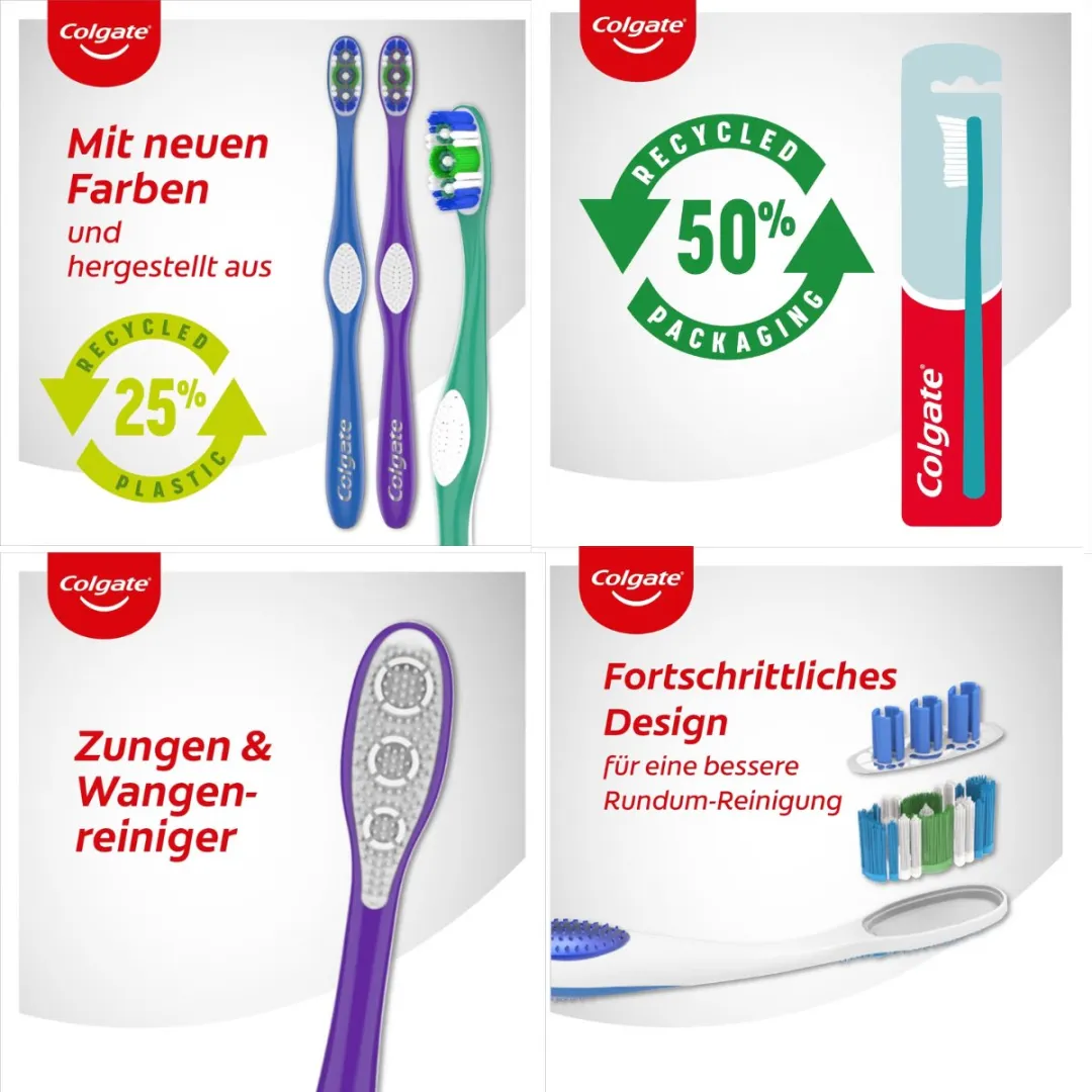 Colgate Whole Mouth Clean 360° Medium Tandenborstels - 3 Stuks