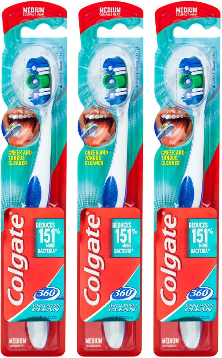 Colgate Whole Mouth Clean 360° Medium Tandenborstels - 3 Stuks