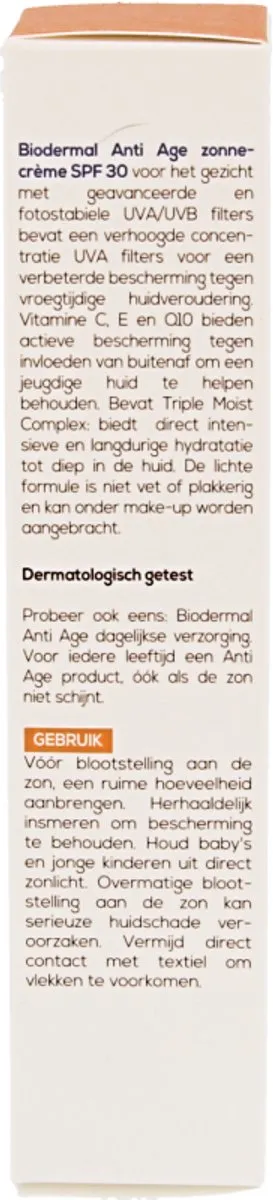 Biodermal Anti Age Zonnecrème Gezicht SPF 30 - 40ml