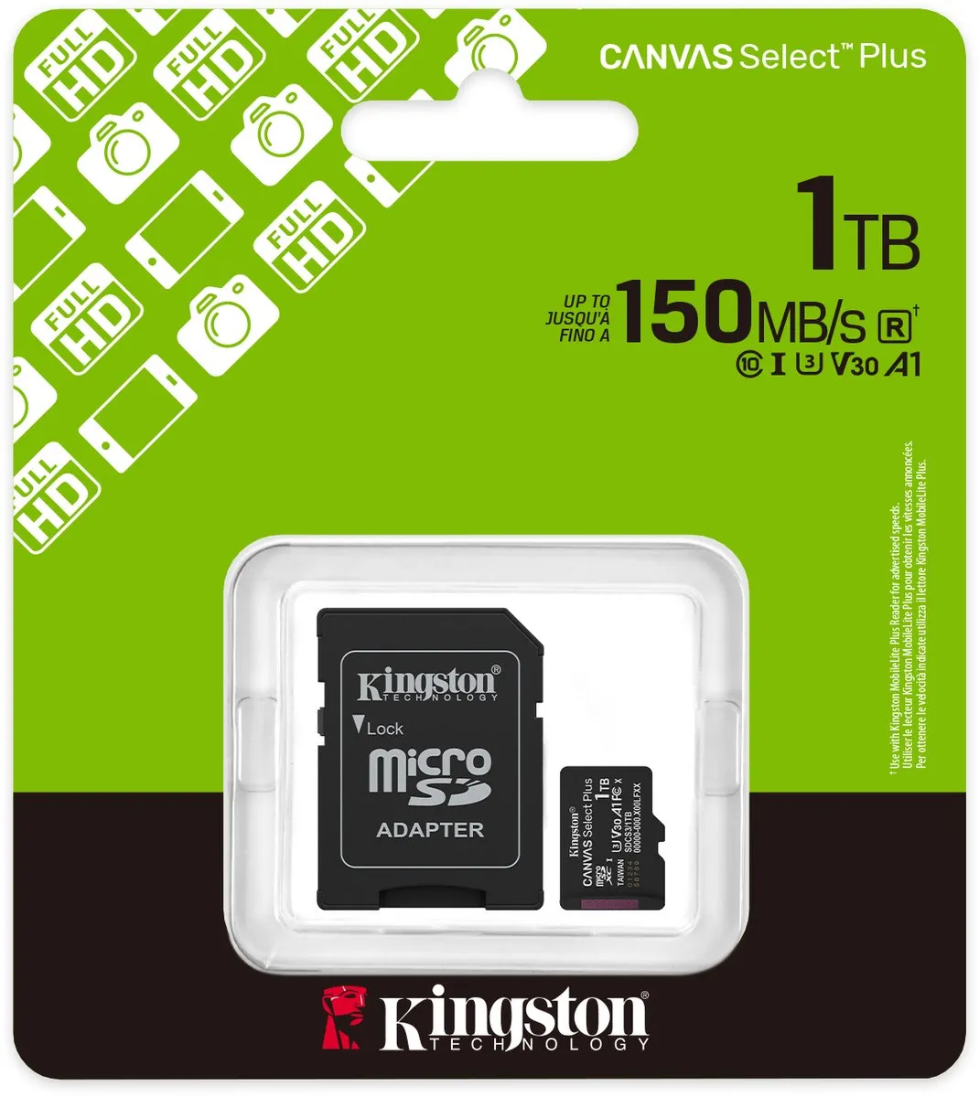 Kingston Canvas Select Plus SDCS3/1TB microSDXC 1TB - met adapter