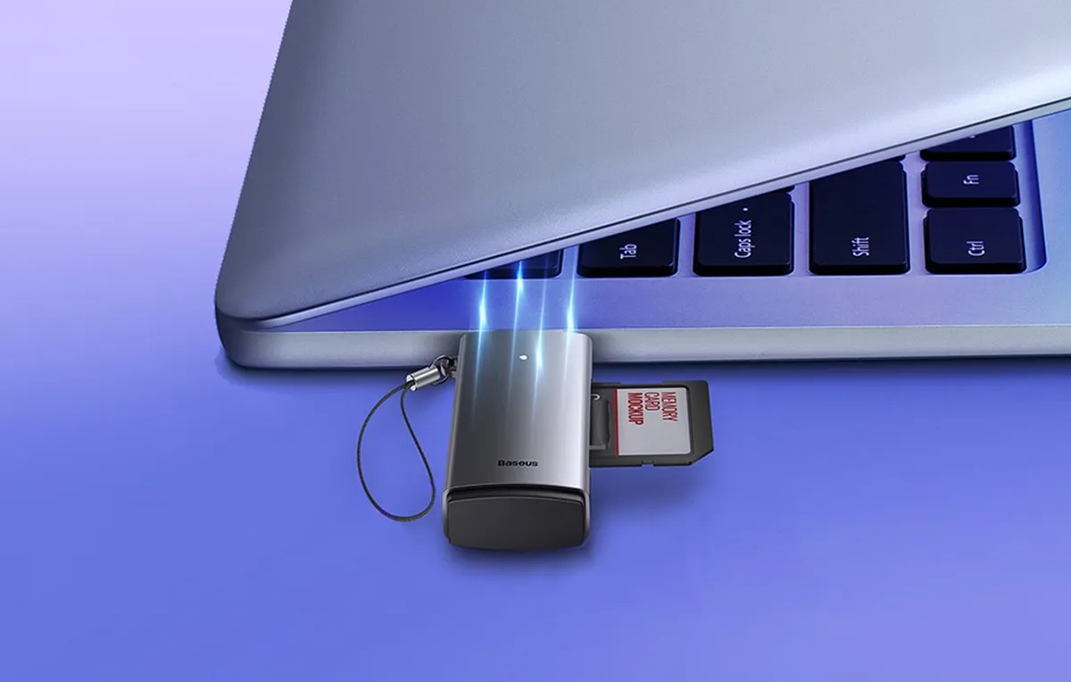 Baseus Lite WKQX060013 USB SD/TF-kaartlezer - Grijs