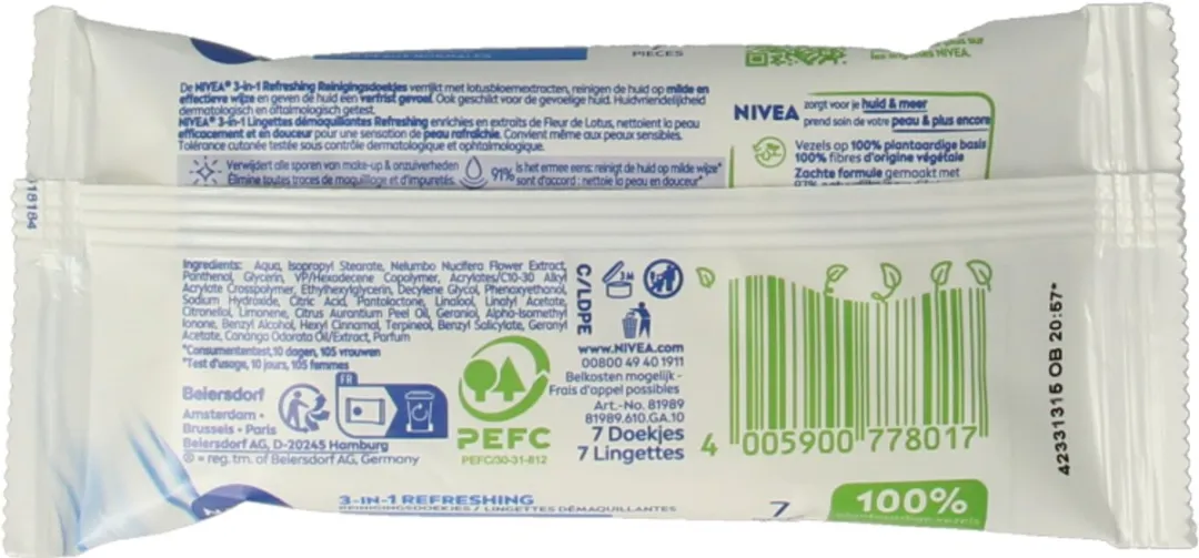 NIVEA Verfrissende Reinigingsdoekjes 7 Stuks