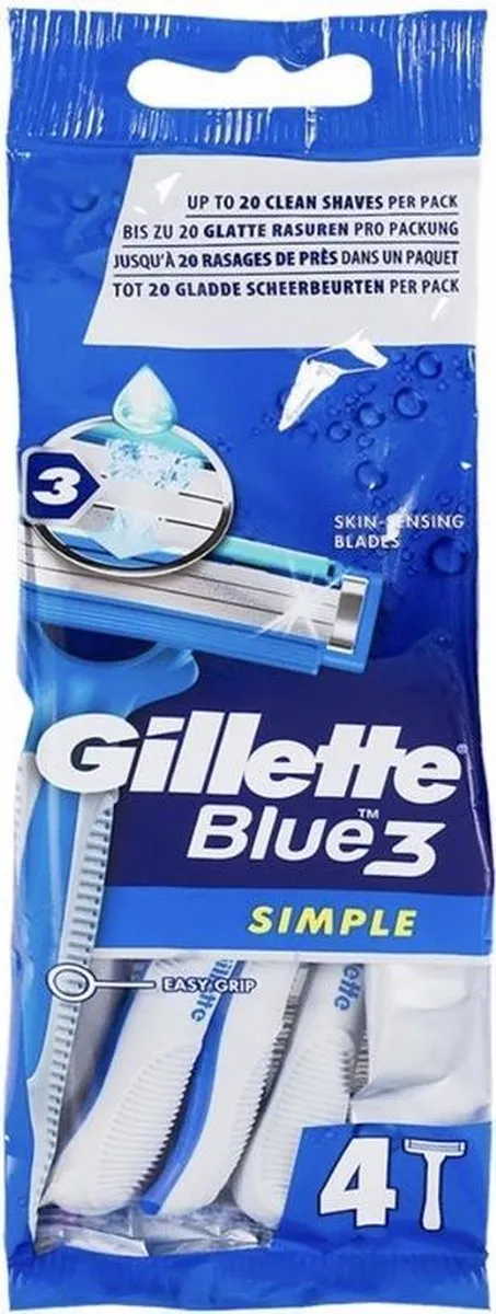Gillette Blue 3 Wegwerpscheermes - 4 Stuks