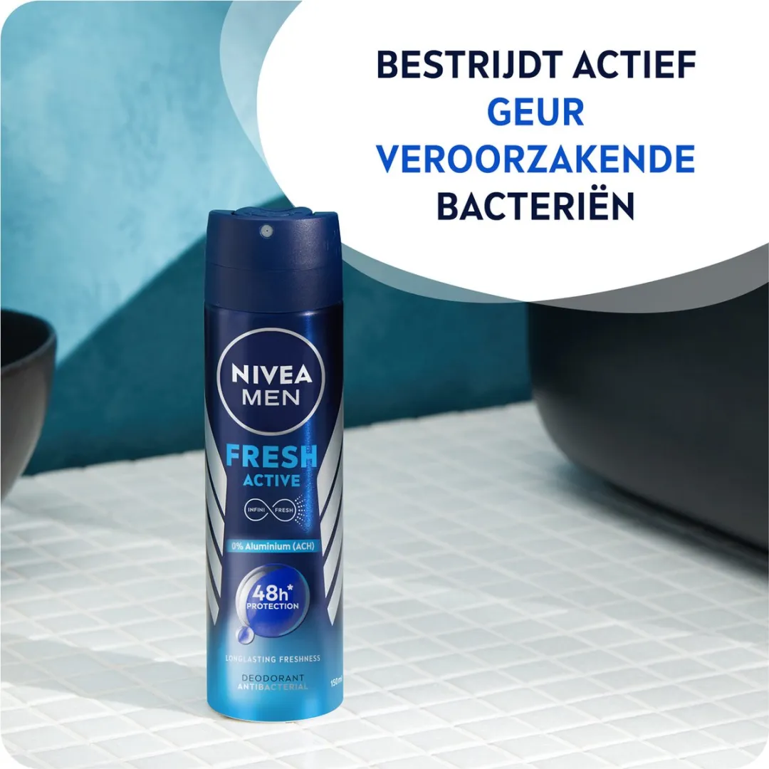NIVEA MEN Fresh Active Deo Spray - 6x150ml - Aluminiumvrij
