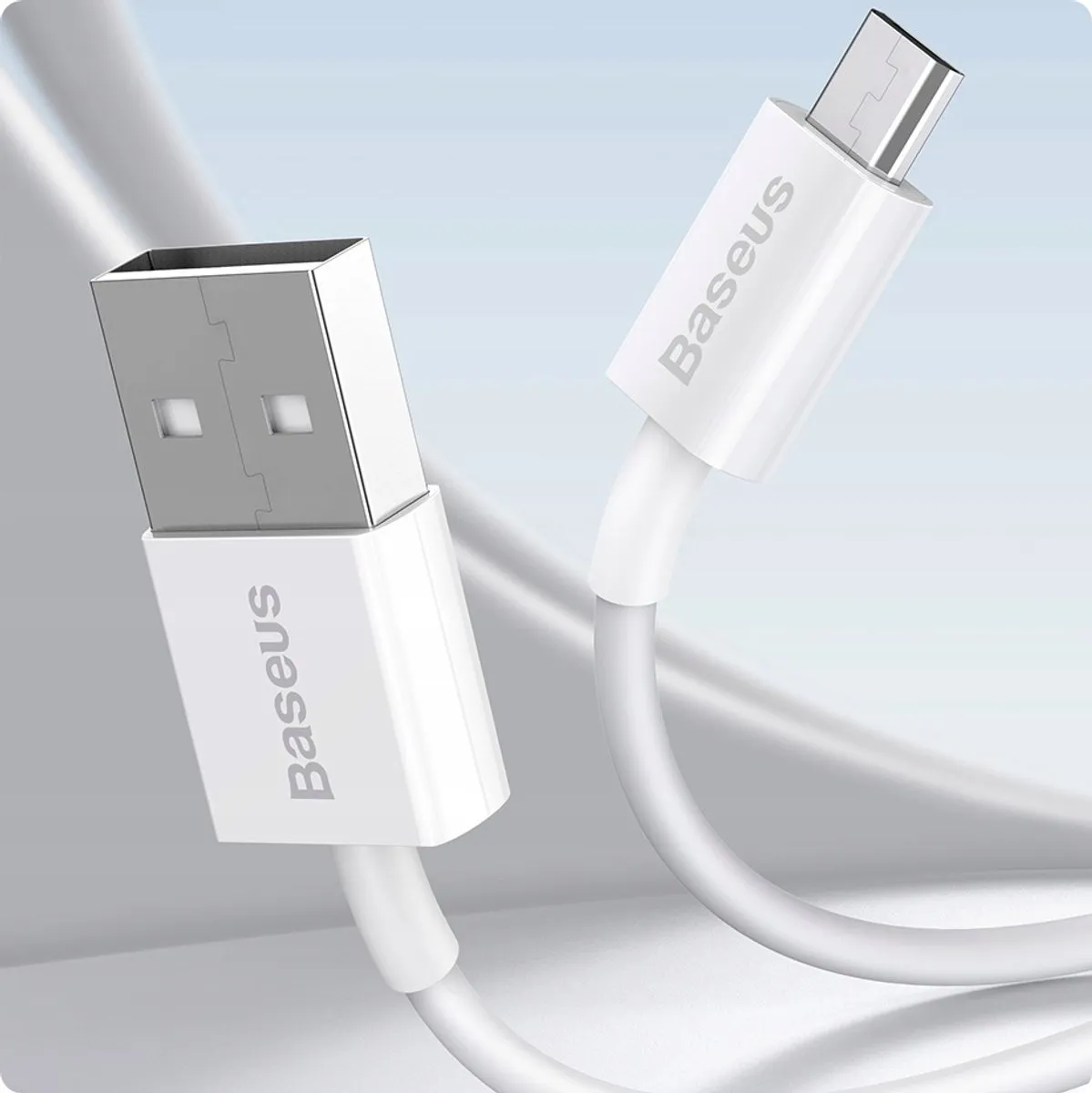 Baseus Superior USB naar Micro Kabel 1m 2A - Wit - afbeelding 4 van 5
