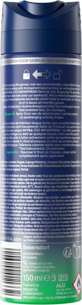 NIVEA MEN Fresh Sensation Anti-transpirant Spray 72u - 6x150ml - afbeelding 6 van 6