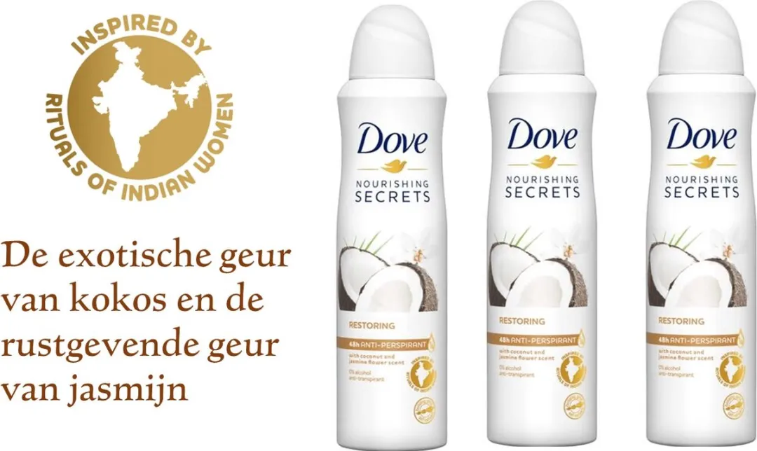 Dove Deo Spray Restoring Kokos & Jasmijn - 3x150ml