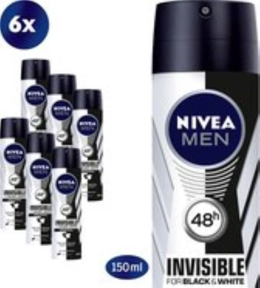 NIVEA Men Deospray Invisible Black & White Original - 6x150ml