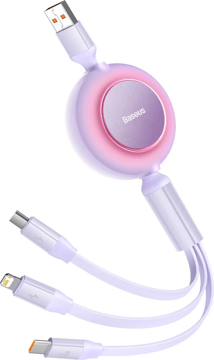 Baseus Bright Mirror 2 3-in-1 Kabel - 66W - 1,1m - Paars