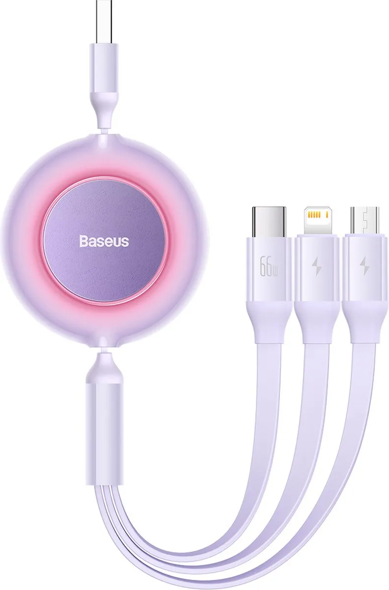 Baseus Bright Mirror 2 3-in-1 Kabel - 66W - 1,1m - Paars
