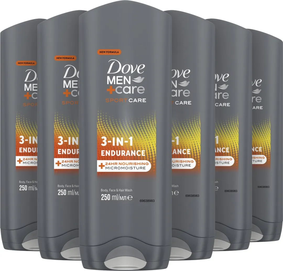 Dove Men+Care 3-in-1 Douchegel - Sport Care Endurance - 6 x 250 ml - Voordeelverpakking