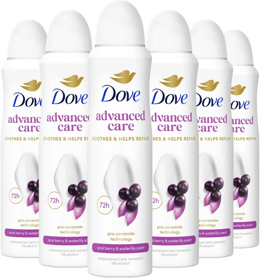 Dove Anti-Transpirant Spray Advanced Care Acai Berry & Waterlily 6x150ml