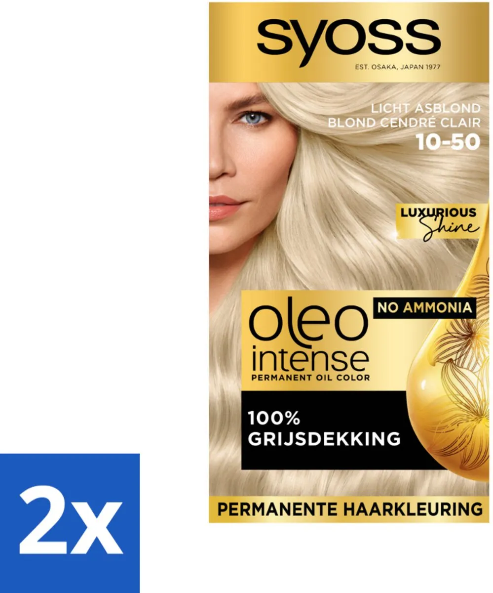 SYOSS Oleo Intense Haarverf Licht Asblond 230ml - 2 Stuks