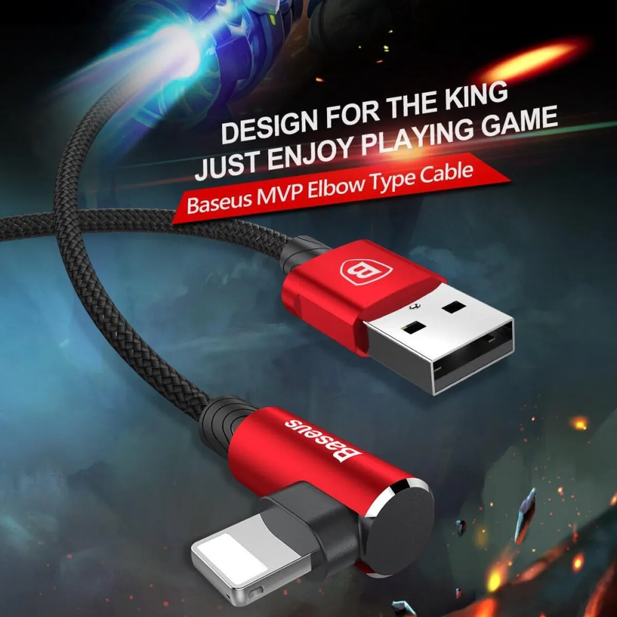 Baseus MVP USB naar Lightning Oplaadkabel 90° - Zwart