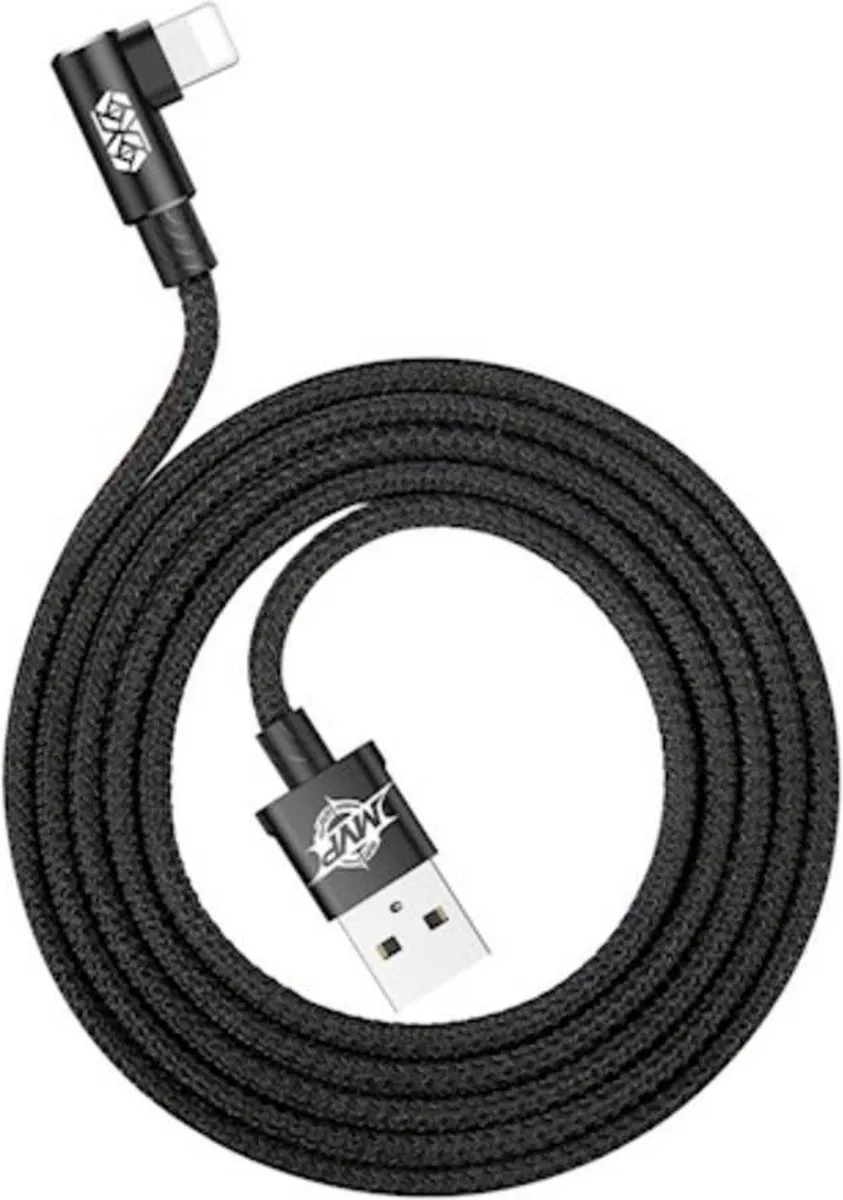 Baseus MVP USB naar Lightning Oplaadkabel 90° - Zwart