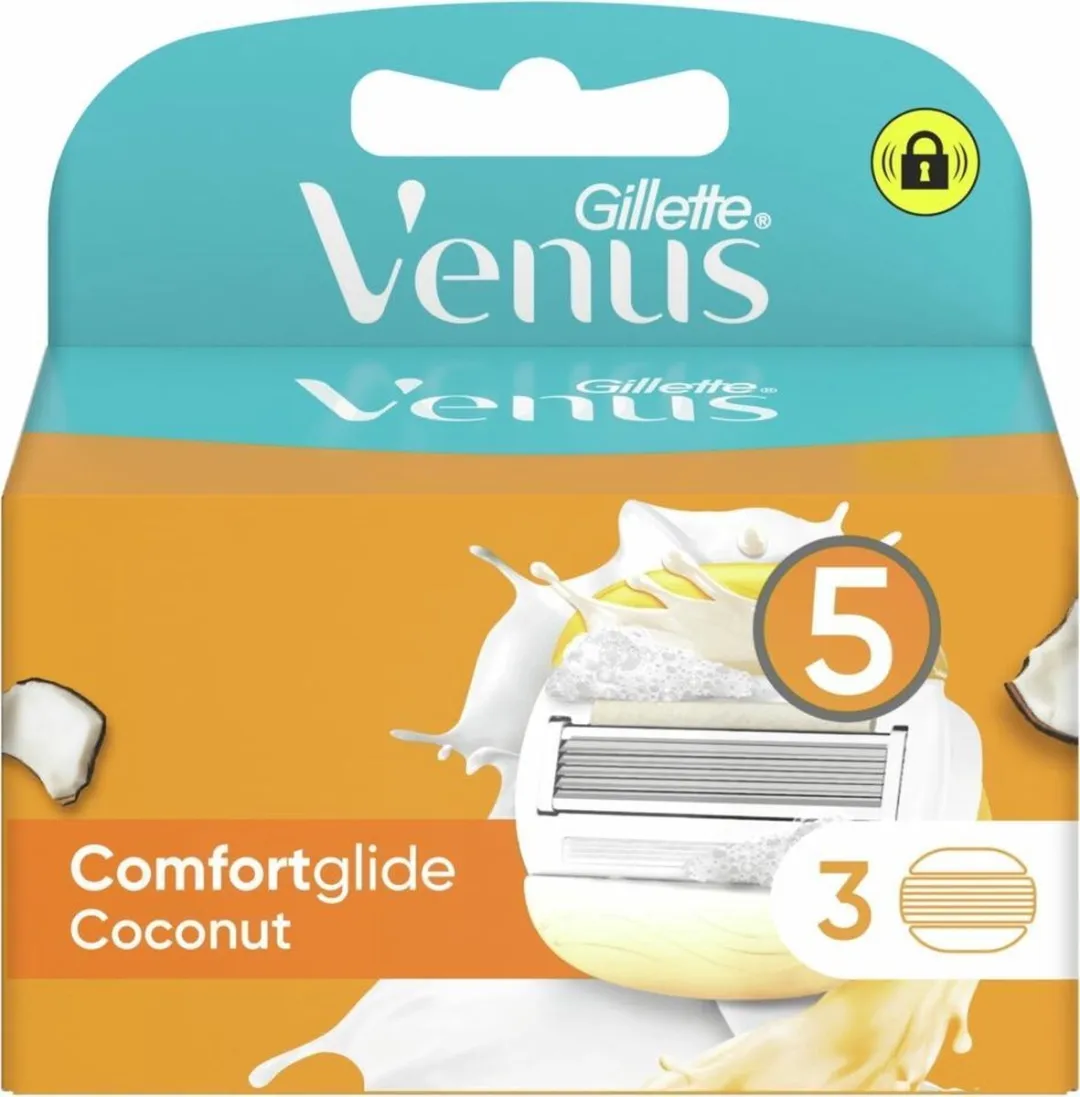 Gillette Venus Comfortglide Coconut Scheermesjes 5-Blad - 3 Stuks - Geel