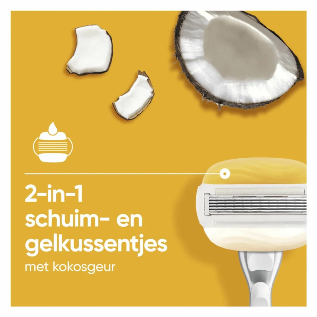 Gillette Venus Comfortglide Coconut Scheermesjes 5-Blad - 3 Stuks - Geel