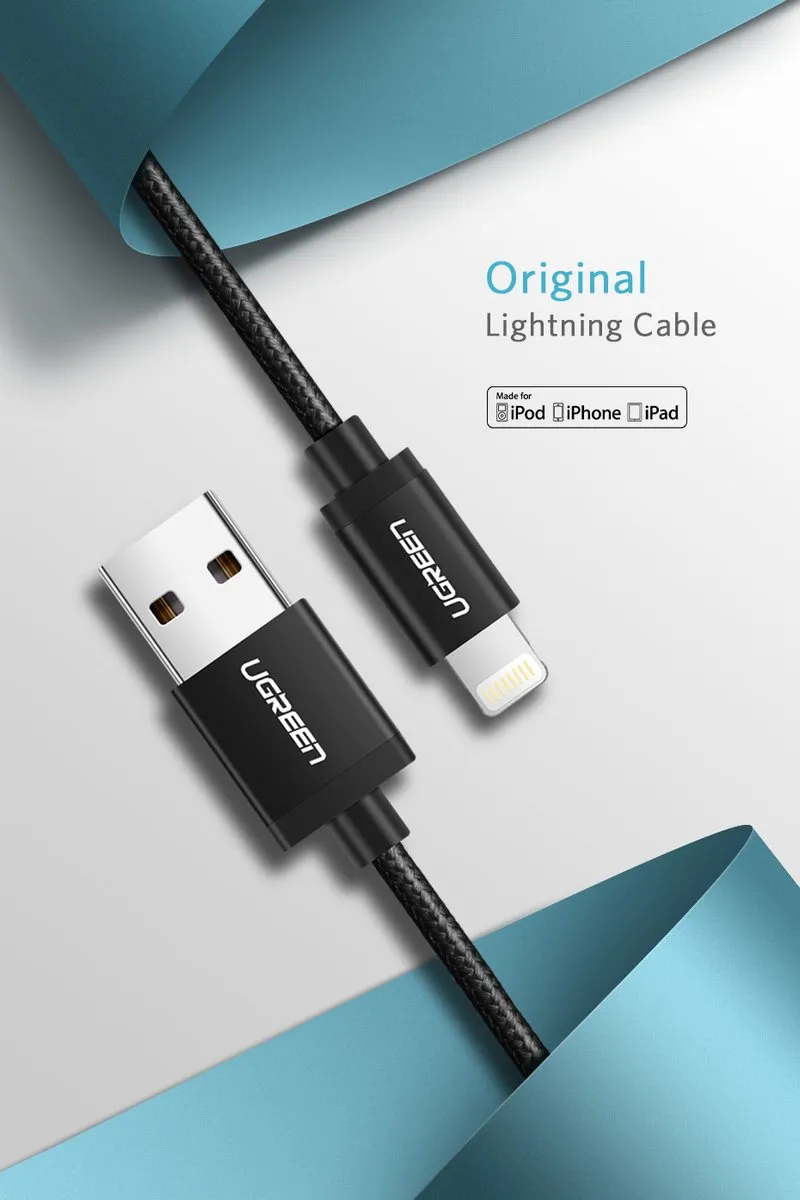 UGREEN Lightning naar USB-kabel 2.4A 1m - Transparent