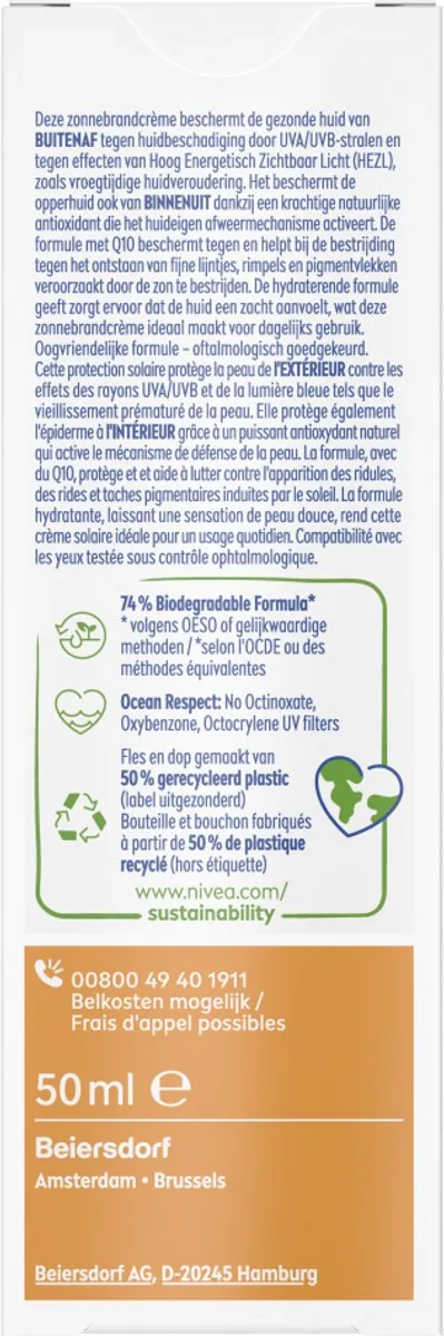 NIVEA SUN UV Anti-Age Q10 Gezicht Zonnecrème SPF 30 - 50ml