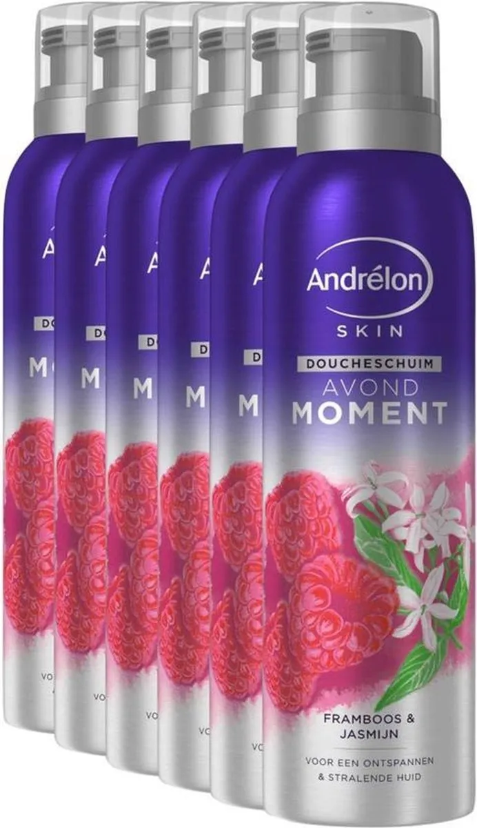Andrélon Skin Doucheschuim Avondmoment Framboos & Jasmijn - 6x200ml