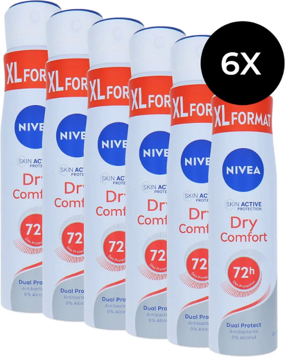 NIVEA Dry Comfort Deo Spray 250ml - 6 Stuks