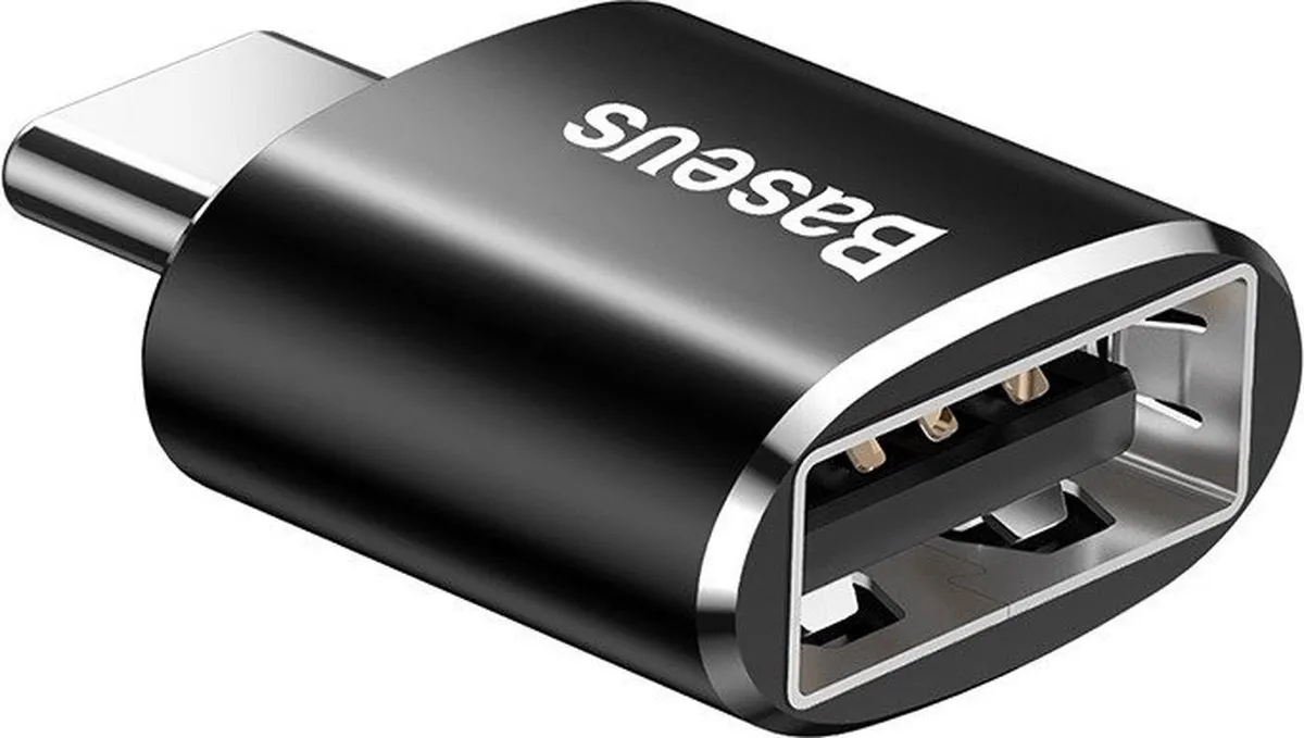 Baseus CATOTG-01 USB naar USB Type-C OTG-adapter - Zwart
