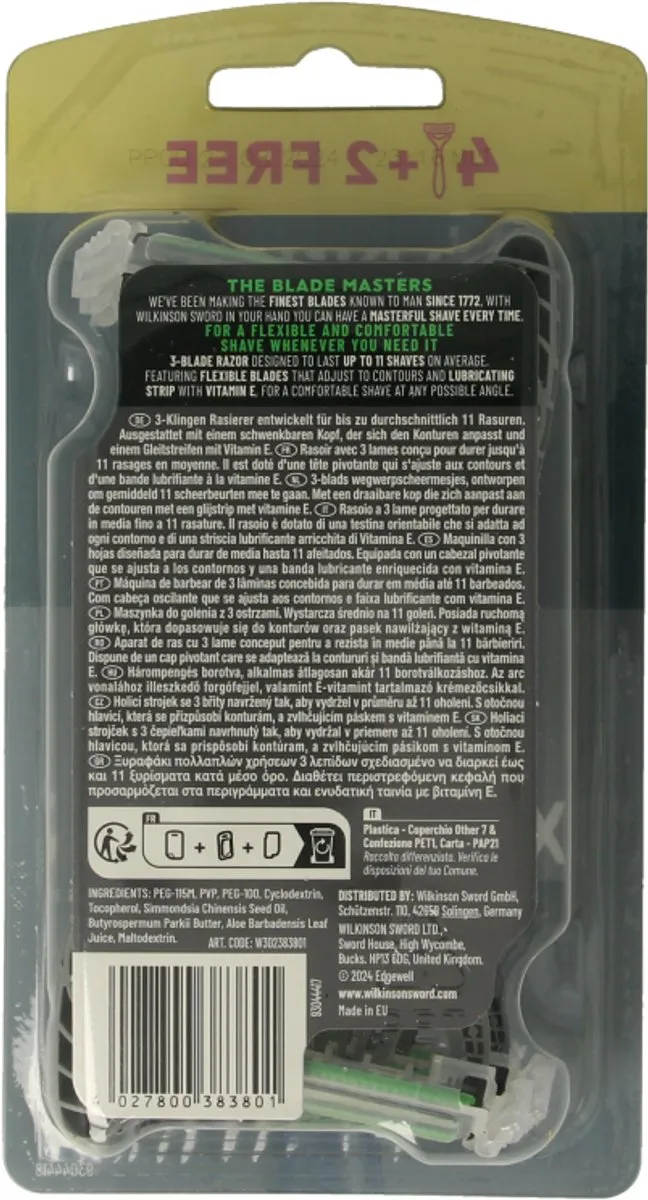 Wilkinson Sword Xtreme 3 Black Edition Wegwerpscheermesjes - 6 Stuks