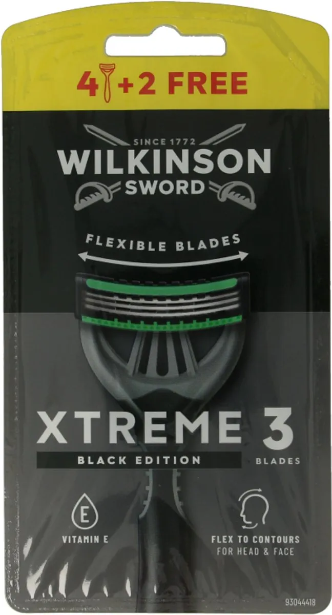 Wilkinson Sword Xtreme 3 Black Edition Wegwerpscheermesjes - 6 Stuks - afbeelding 6 van 6