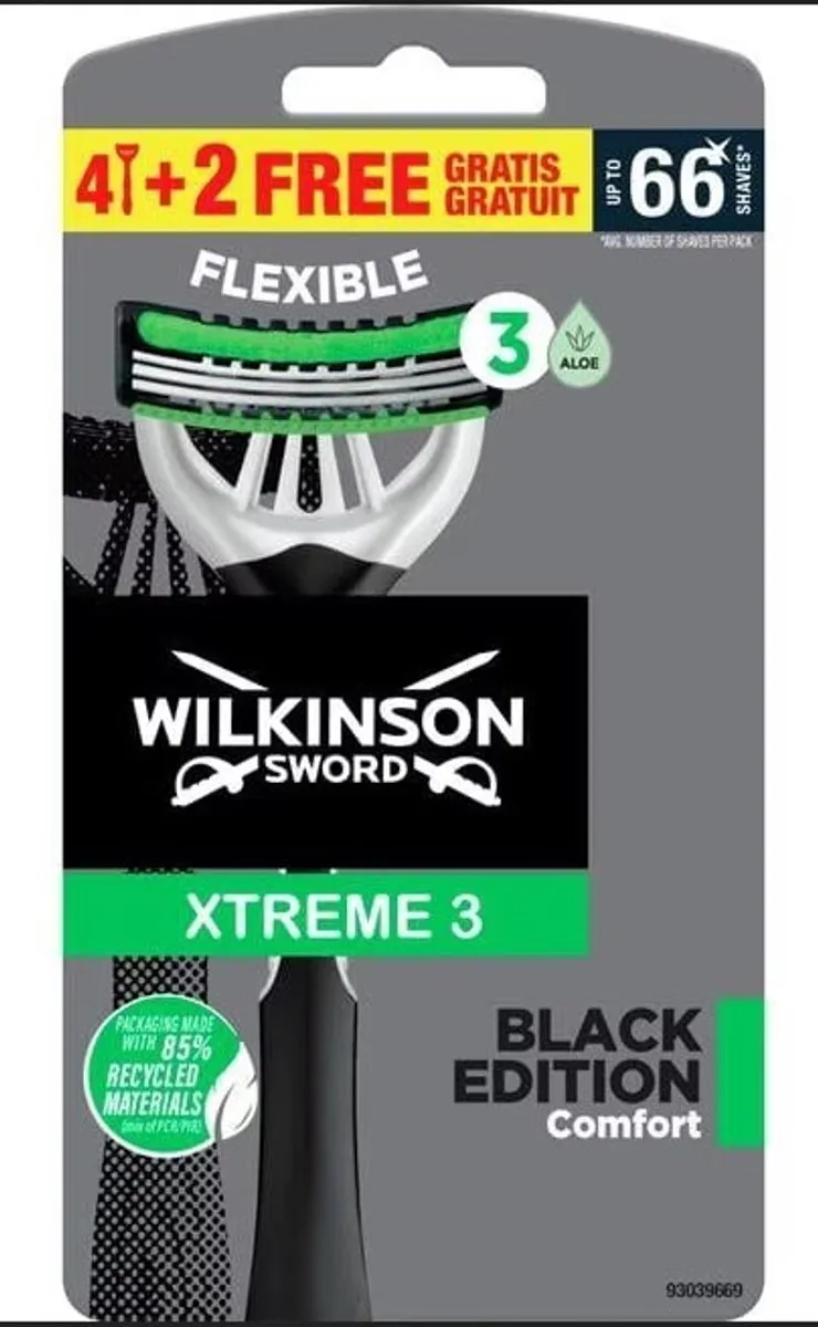 Wilkinson Sword Xtreme 3 Black Edition Wegwerpscheermesjes - 6 Stuks